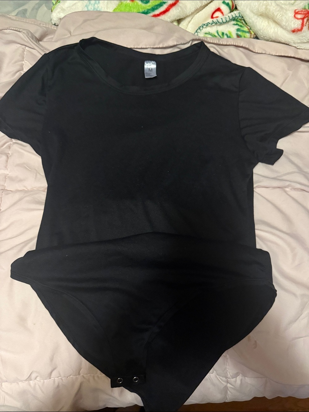 Classic Black Short-Sleeve Scoop-Neck Bodysuit